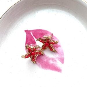 Kate Spade Red and Gold Starfish Earrings